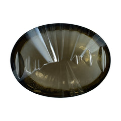 SMOKY QUARTZ BUFFTOP LAZER CONCAVE BACK OVAL (DES#101) (MEDIUM) 16X12MM 8.55 Cts.