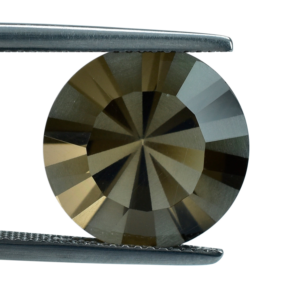 SMOKY QUARTZ DIAMOND CUT ONE FACETED POLISH AND ONE SIDE UNPOLISH (MEDIUM) 14MM 8.13 Cts.