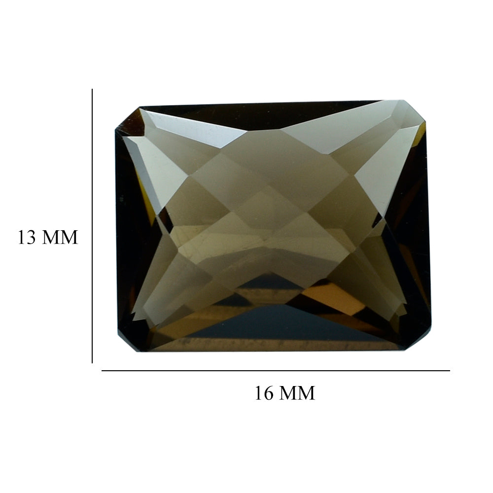 SMOKY QUARTZ SPECIAL CHECKER CUT OCTAGON (DES#57) (DARK) 16X13MM 10.69 Cts.