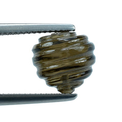 SMOKY QUARTZ CUT BEYBLADES (DES#32) (HALF DRILL) (DARK) 10MM 6.65 Cts.