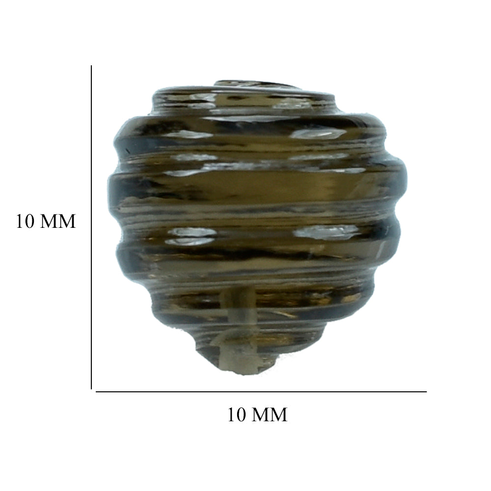 SMOKY QUARTZ CUT BEYBLADES (DES#32) (HALF DRILL) (DARK) 10MM 6.65 Cts.