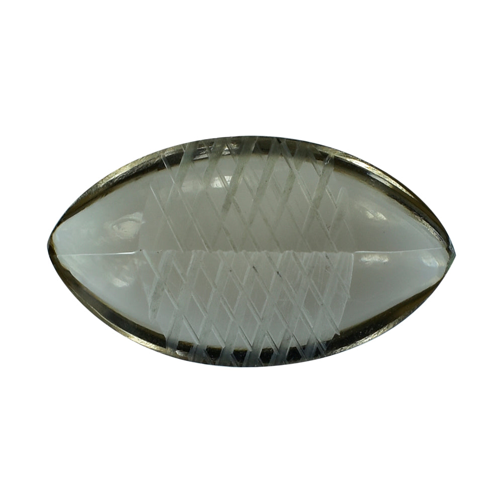 SMOKY QUARTZ BUFFTOP CARVED BACK MARQUISE (DES#104) (LITE) 18X10MM 6.25 Cts.