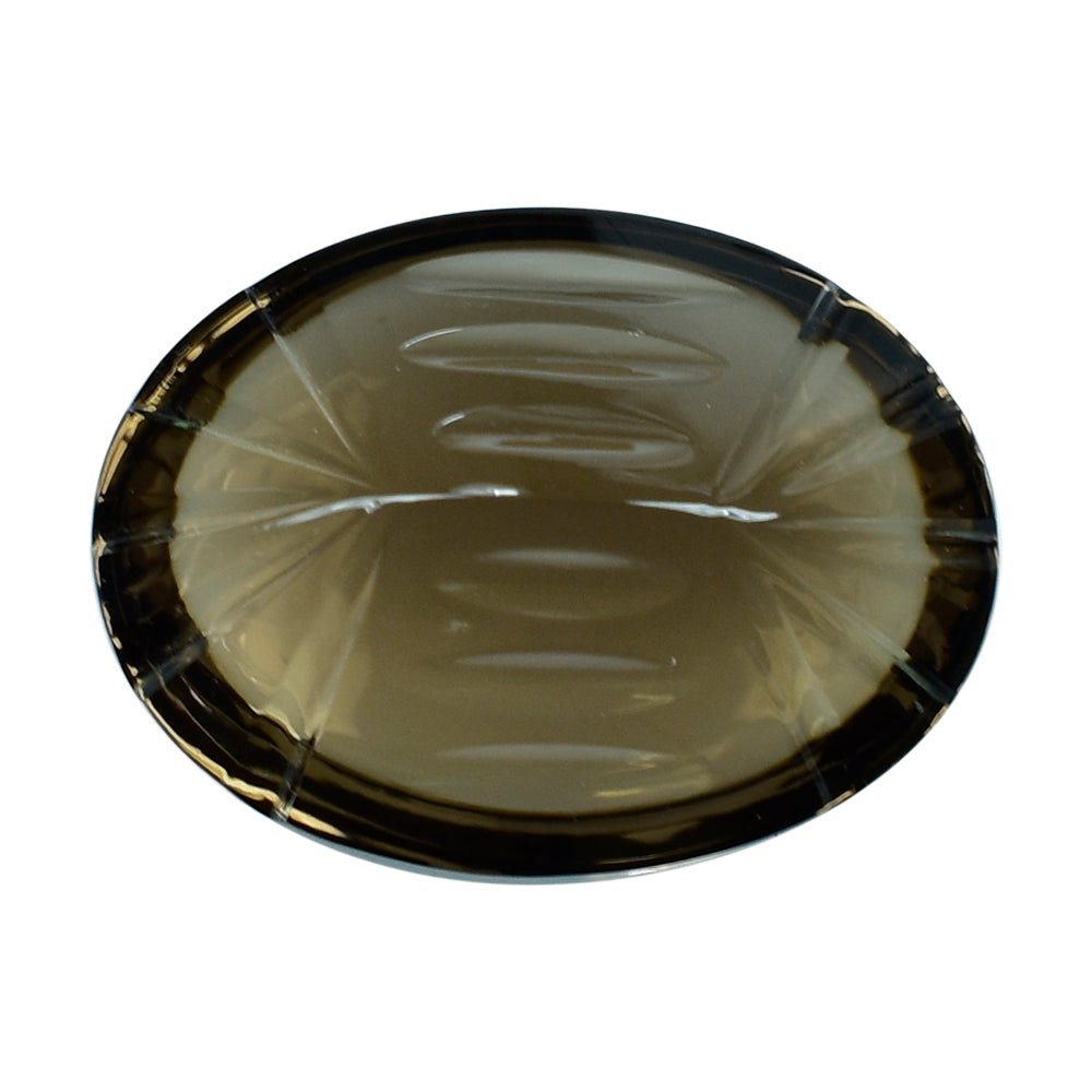 SMOKY QUARTZ BUFFTOP CONCAVE BACK OVAL (DES#105) (MEDIUM) 16X12MM 8.52 Cts.