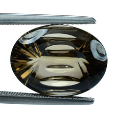 SMOKY QUARTZ BUFFTOP CONCAVE BACK OVAL (DES#105) (MEDIUM) 16X12MM 8.52 Cts.