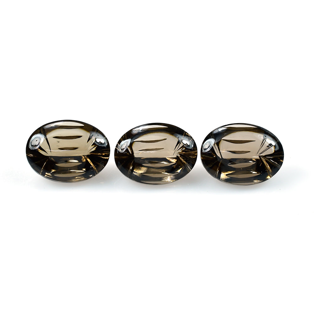 SMOKY QUARTZ BUFFTOP CONCAVE BACK OVAL (DES#105) (MEDIUM) 16X12MM 8.52 Cts.
