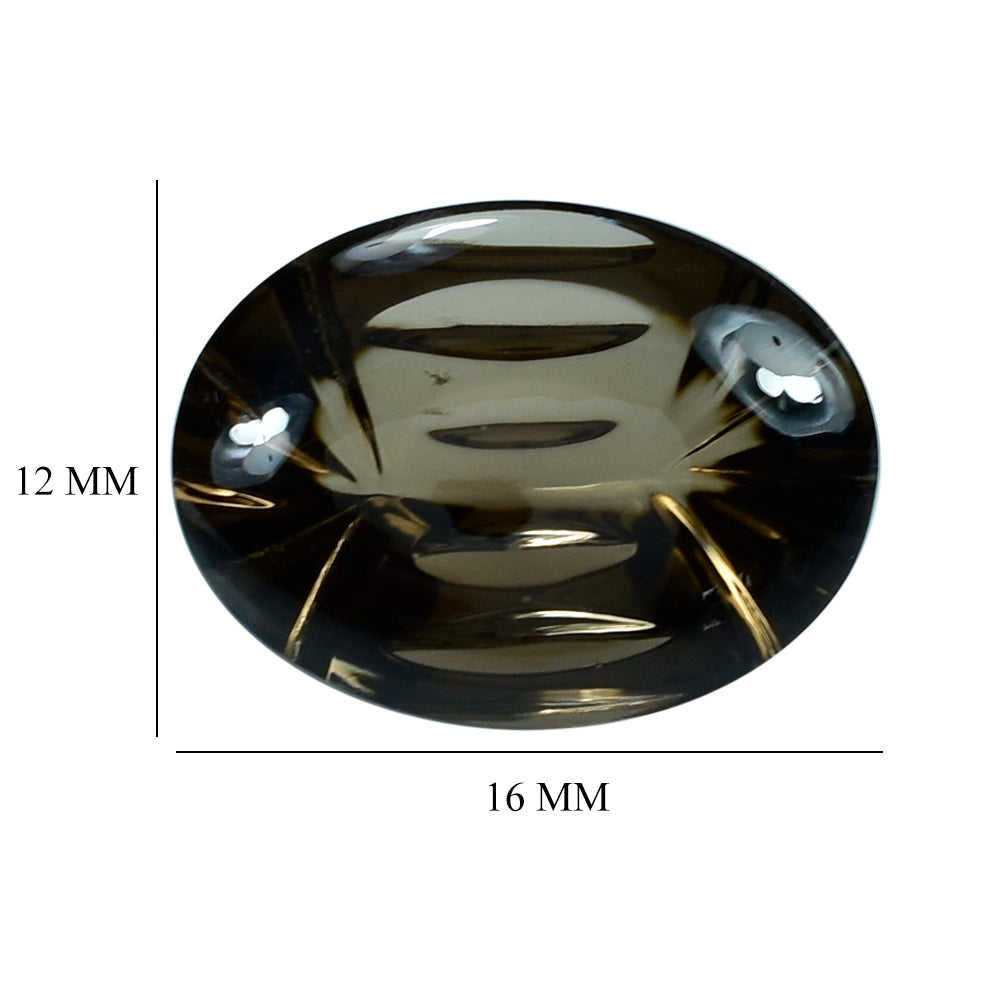 SMOKY QUARTZ BUFFTOP CONCAVE BACK OVAL (DES#105) (MEDIUM) 16X12MM 8.52 Cts.