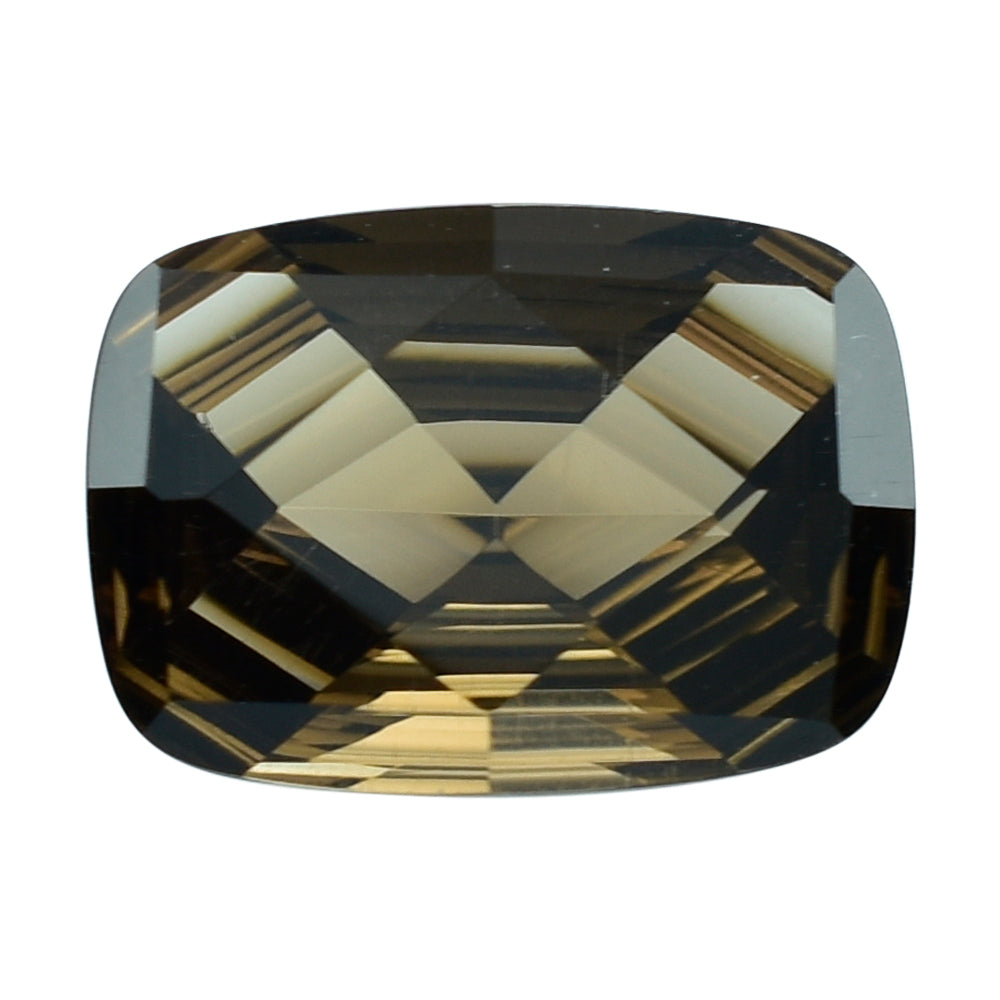 SMOKY QUARTZ CONCAVE CUT CUSHION (DES#6) (DARK) 14X10MM 5.78 Cts.