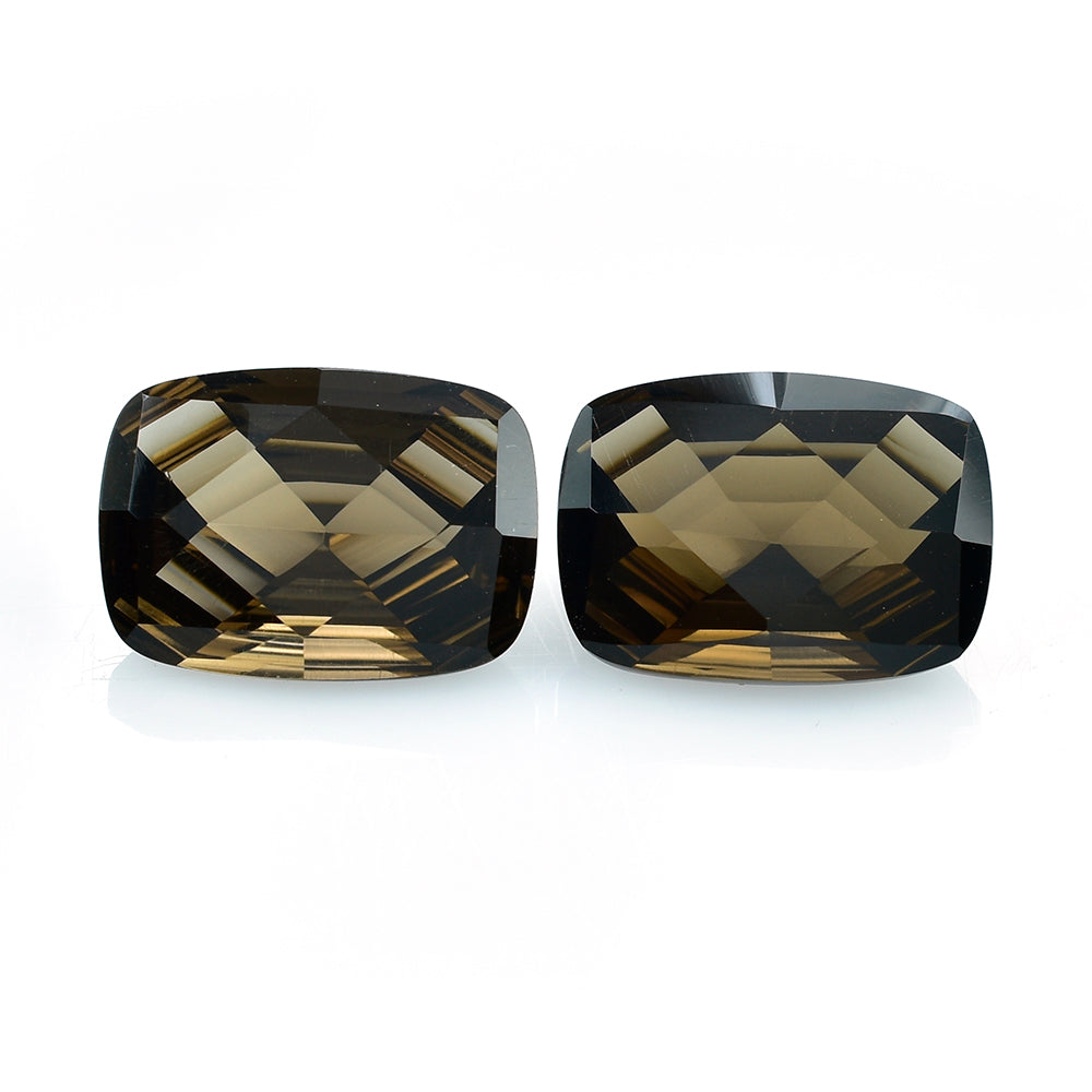 SMOKY QUARTZ CONCAVE CUT CUSHION (DES#6) (DARK) 14X10MM 5.78 Cts.