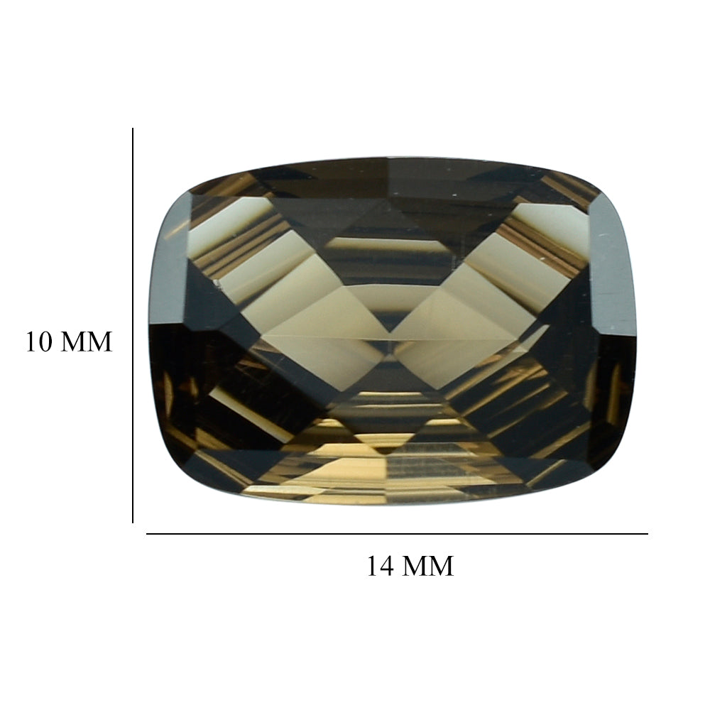 SMOKY QUARTZ CONCAVE CUT CUSHION (DES#6) (DARK) 14X10MM 5.78 Cts.