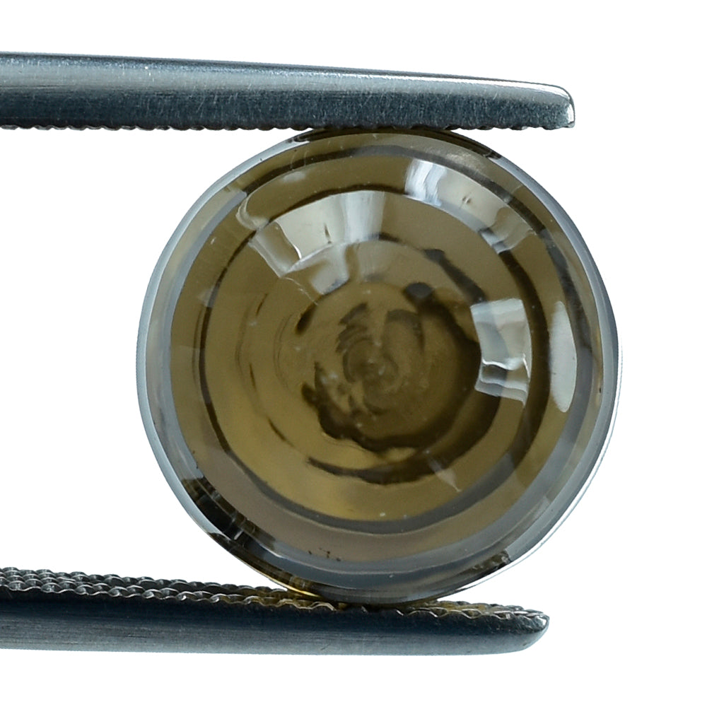 SMOKY QUARTZ CONCAVE BALLS (DES#135) (HALF DRILL) (DARK) 12MM 12.43 Cts.