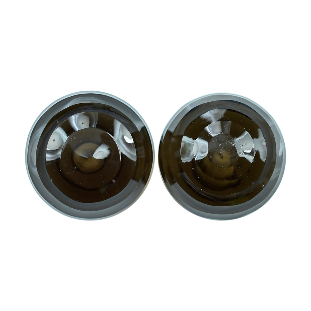 SMOKY QUARTZ CONCAVE BALLS (DES#135) (HALF DRILL) (DARK) 12MM 12.43 Cts.