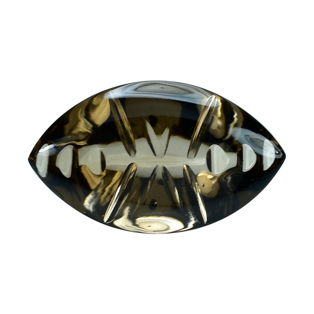 SMOKY QUARTZ BUFFTOP CROSS CONCAVE BACK MARQUISE (DES#102) (MEDIUM) 20X12MM 9.84 Cts.