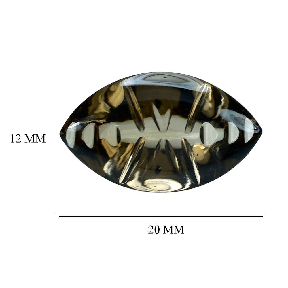 SMOKY QUARTZ BUFFTOP CROSS CONCAVE BACK MARQUISE (DES#102) (MEDIUM) 20X12MM 9.84 Cts.