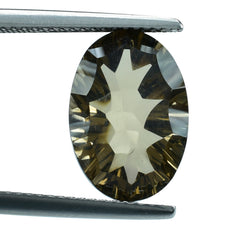 SMOKY QUARTZ CONCAVE SPLENDOR CUT OVAL (DES#74) (MEDIUM) 14X10MM 5.44 Cts.