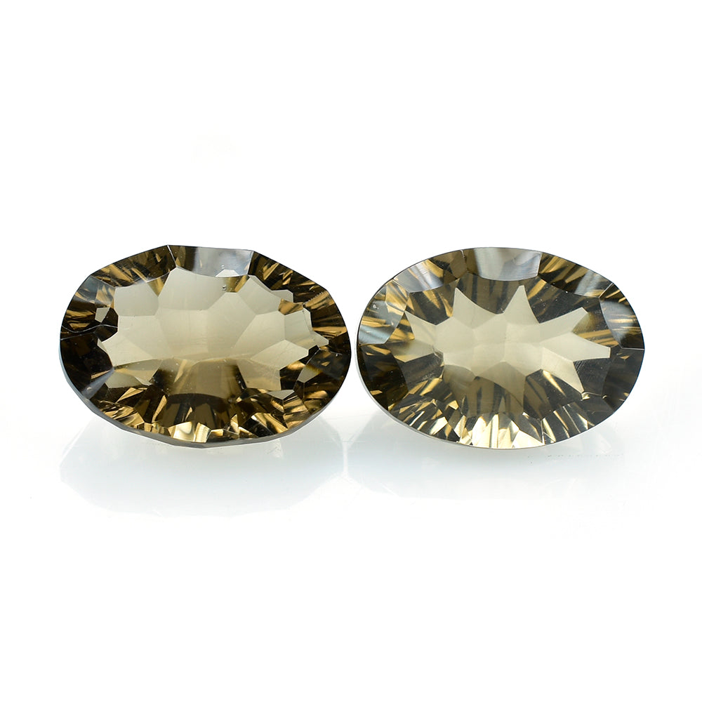 SMOKY QUARTZ CONCAVE SPLENDOR CUT OVAL (DES#74) (MEDIUM) 14X10MM 5.44 Cts.