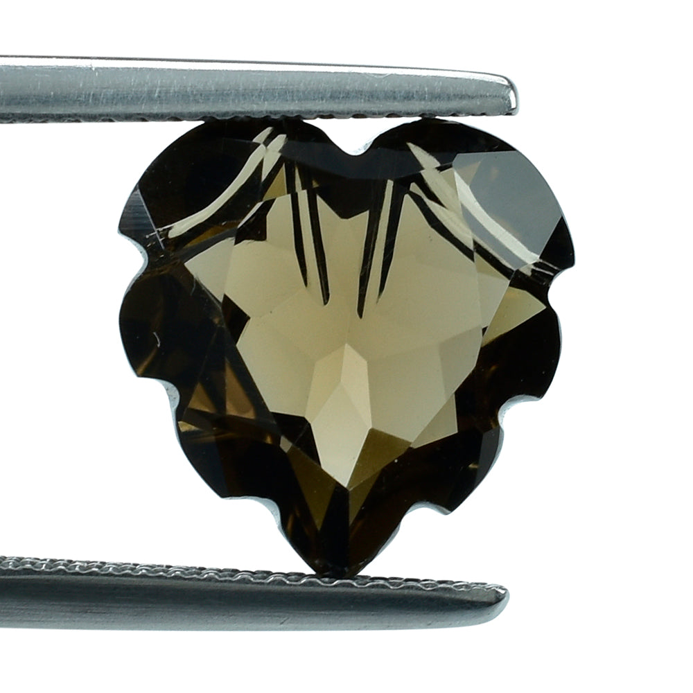SMOKY QUARTZ CARVED HEART (DES#80) (DARK) 12MM 4.57 Cts.