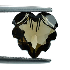 SMOKY QUARTZ CARVED HEART (DES#80) (DARK) 12MM 4.57 Cts.