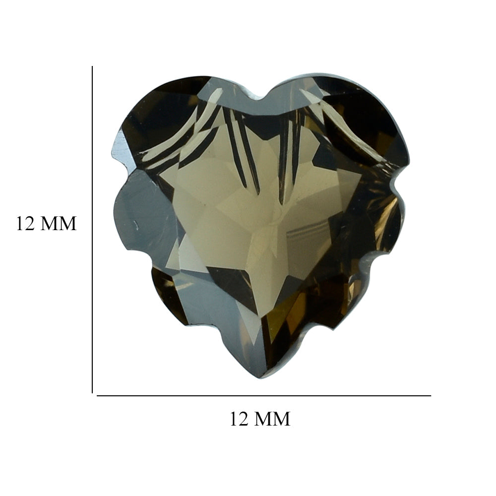 SMOKY QUARTZ CARVED HEART (DES#80) (DARK) 12MM 4.57 Cts.