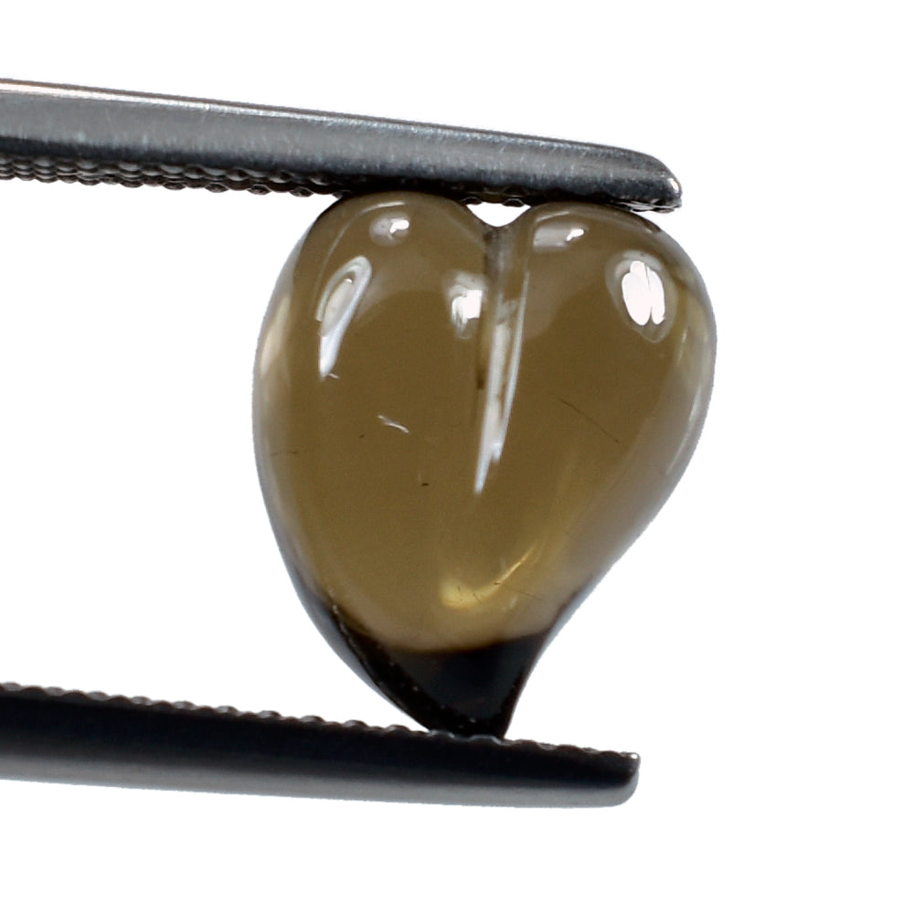 SMOKY QUARTZ SCRED HEART (DES#132) (MEDIUM) (HALF DRILL) 11X9MM 4.58 Cts.