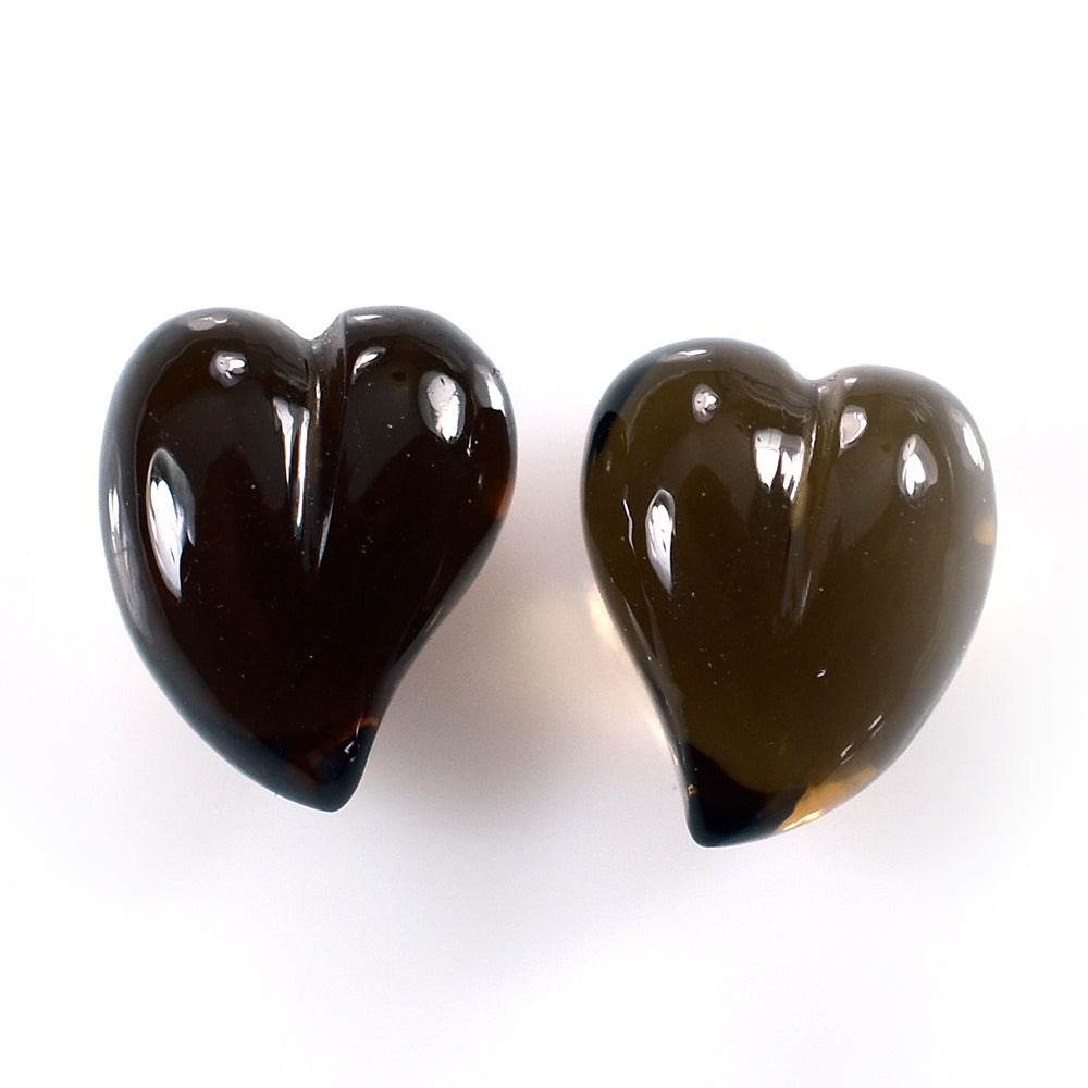 SMOKY QUARTZ SCRED HEART (DES#132) (MEDIUM) (HALF DRILL) 11X9MM 4.58 Cts.
