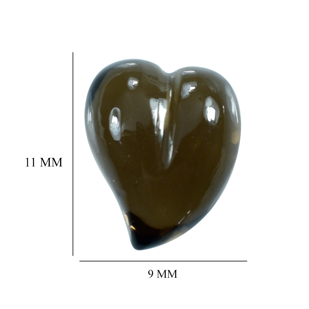 SMOKY QUARTZ SCRED HEART (DES#132) (MEDIUM) (HALF DRILL) 11X9MM 4.58 Cts.
