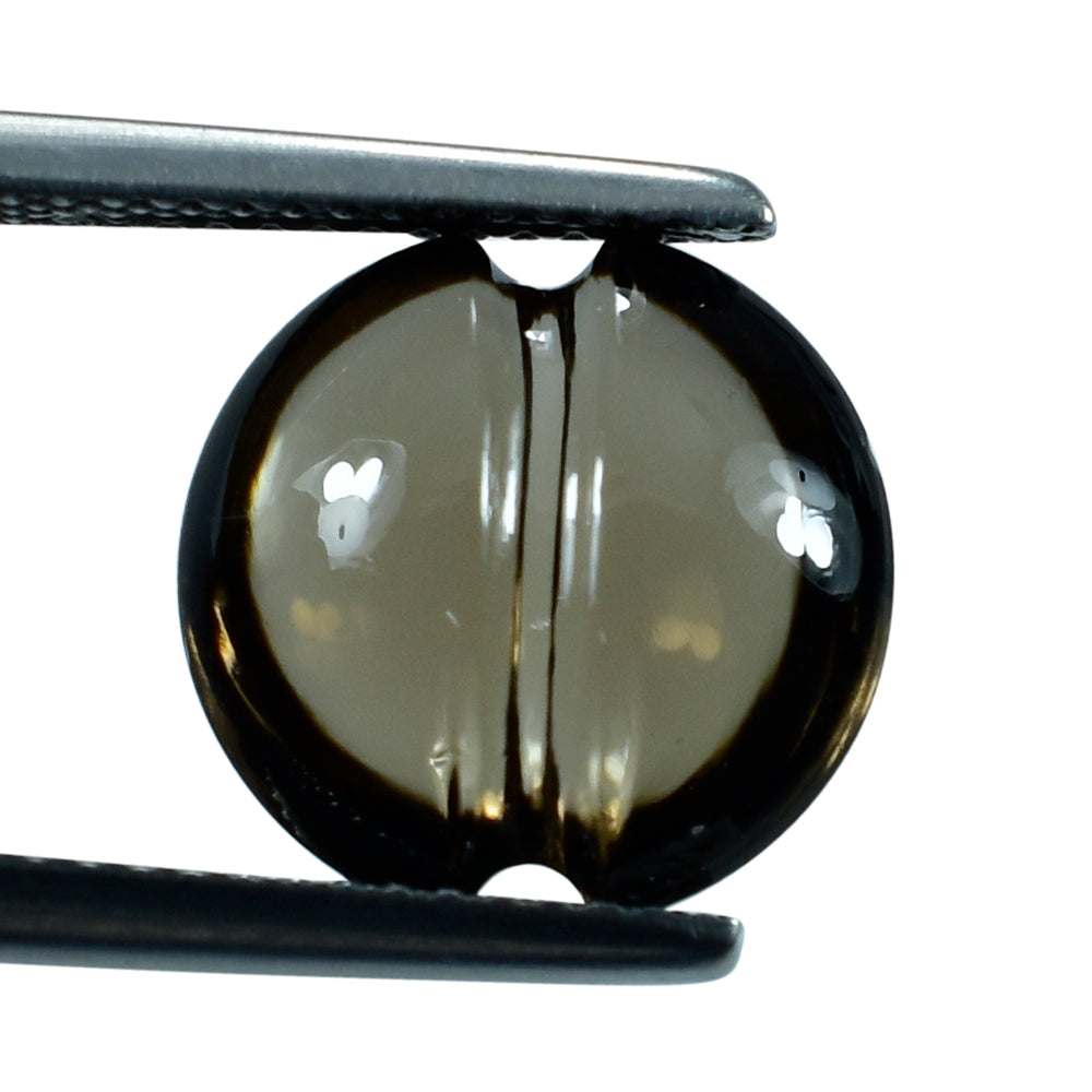 SMOKY QUARTZ LENTIL ROUND CARVED BELT (DES#25) (MEDIUM) 12MM 4.80 Cts.