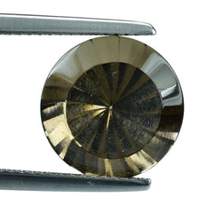 SMOKY QUARTZ CHACKRA CUT ROUND (DES#82) (MEDIUM) 12MM 5.16 Cts.