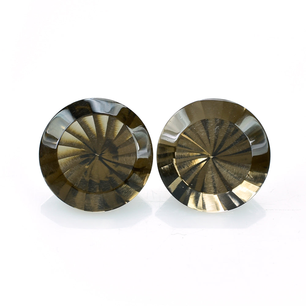 SMOKY QUARTZ CHACKRA CUT ROUND (DES#82) (MEDIUM) 12MM 5.16 Cts.