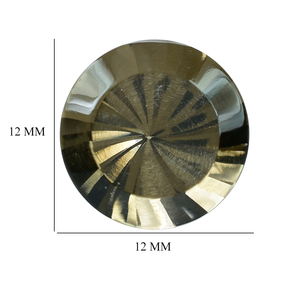 SMOKY QUARTZ CHACKRA CUT ROUND (DES#82) (MEDIUM) 12MM 5.16 Cts.