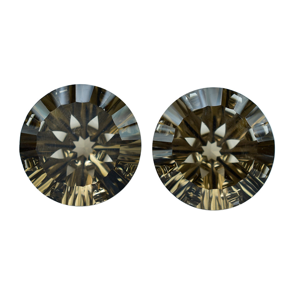 SMOKY QUARTZ CONCAVE SPLENDOR CUT ROUND (DES#75) (MEDIUM) 18MM 17.78 Cts.