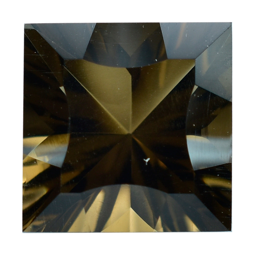 SMOKY QUARTZ CONCAVE CUT SQUARE (DES#48) (MEDIUM) 12MM 8.05 Cts.