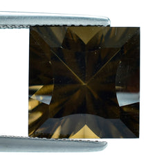 SMOKY QUARTZ CONCAVE CUT SQUARE (DES#48) (MEDIUM) 12MM 8.05 Cts.