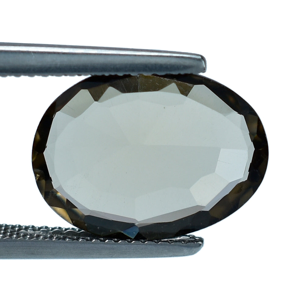 SMOKY QUARTZ FLAT ROSE CUT OVAL CAB (DES#147) (LITE) 15X11MM 4.03 Cts.