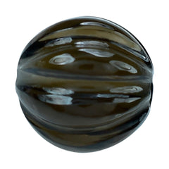 SMOKY QUARTZ MELON CARVED BALLS (DES#69) (FULL DRILL) (DARK) 9MM 4.30 Cts.