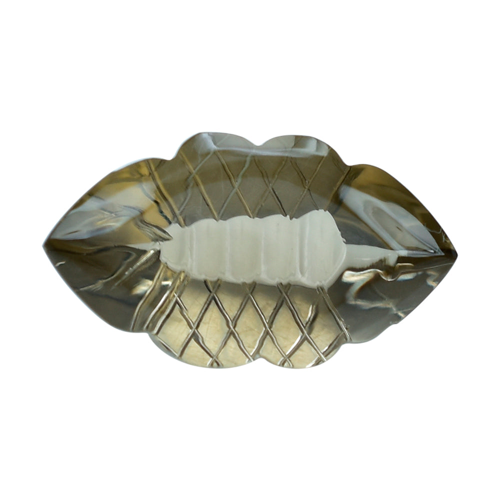 SMOKY QUARTZ BUFFTOP FISH CARVED BACK MARQUISE (DES#111) (LITE) 20X11.50MM 9.60 Cts.