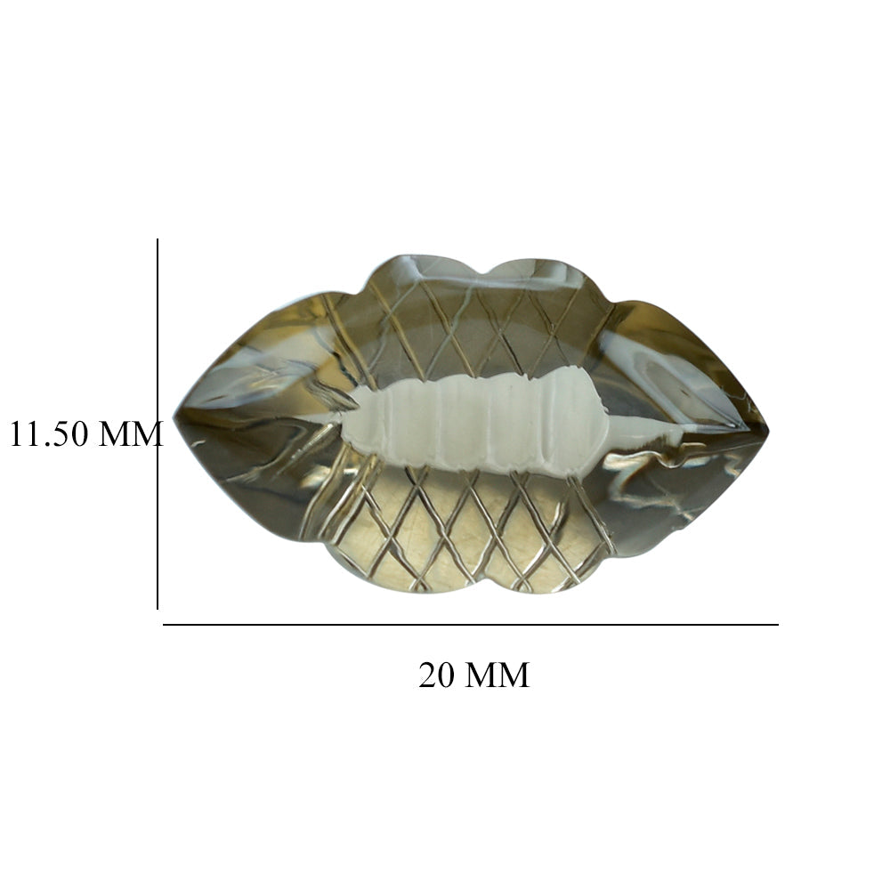SMOKY QUARTZ BUFFTOP FISH CARVED BACK MARQUISE (DES#111) (LITE) 20X11.50MM 9.60 Cts.