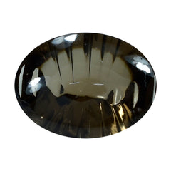 SMOKY QUARTZ BUFFTOP LAZER CONCAVE BACK OVAL (DES#101) (DARK) 16X12MM 9.81 Cts.