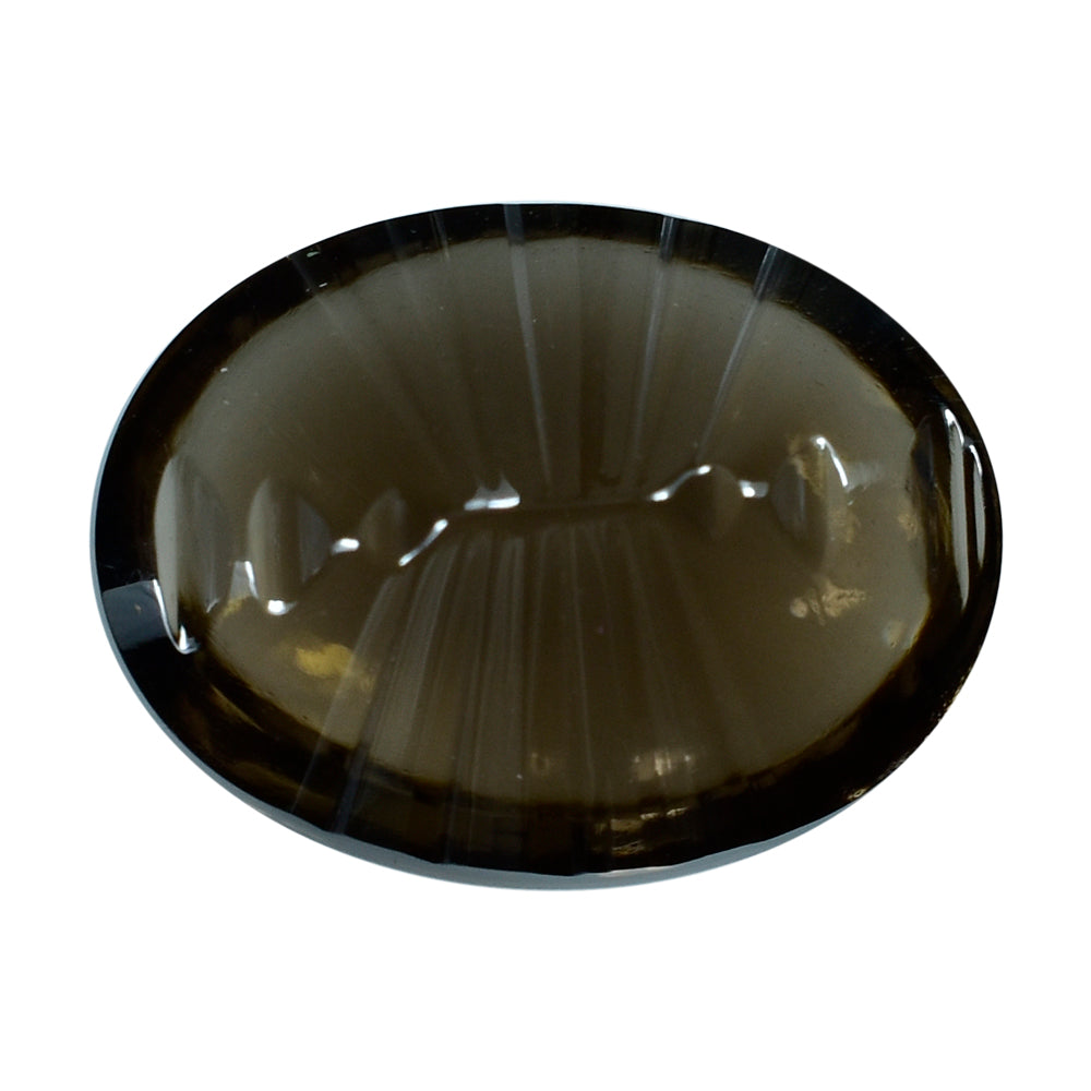SMOKY QUARTZ BUFFTOP LAZER CONCAVE BACK OVAL (DES#101) (DARK) 16X12MM 9.81 Cts.