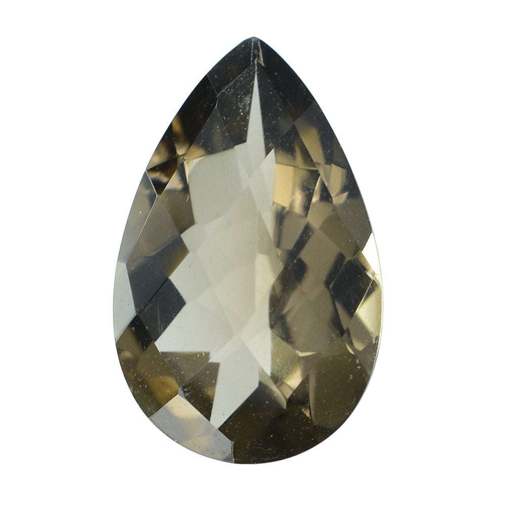 SMOKY QUARTZ CHECKER CUT PEAR 14X9MM 3.62 Cts.