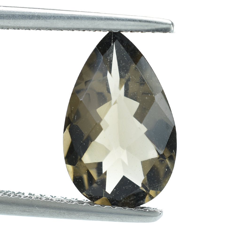 SMOKY QUARTZ CHECKER CUT PEAR 14X9MM 3.62 Cts.