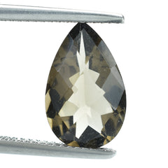 SMOKY QUARTZ CHECKER CUT PEAR 14X9MM 3.62 Cts.