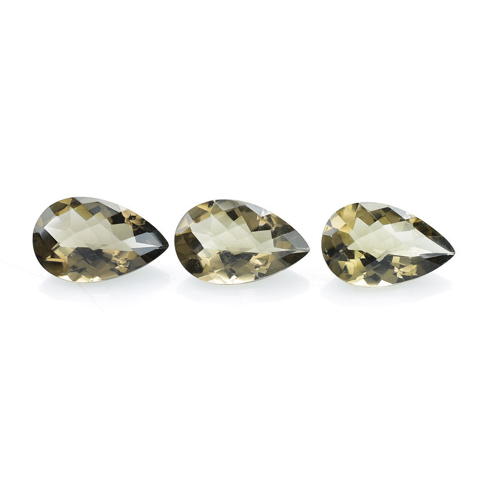 SMOKY QUARTZ CHECKER CUT PEAR 14X9MM 3.62 Cts.