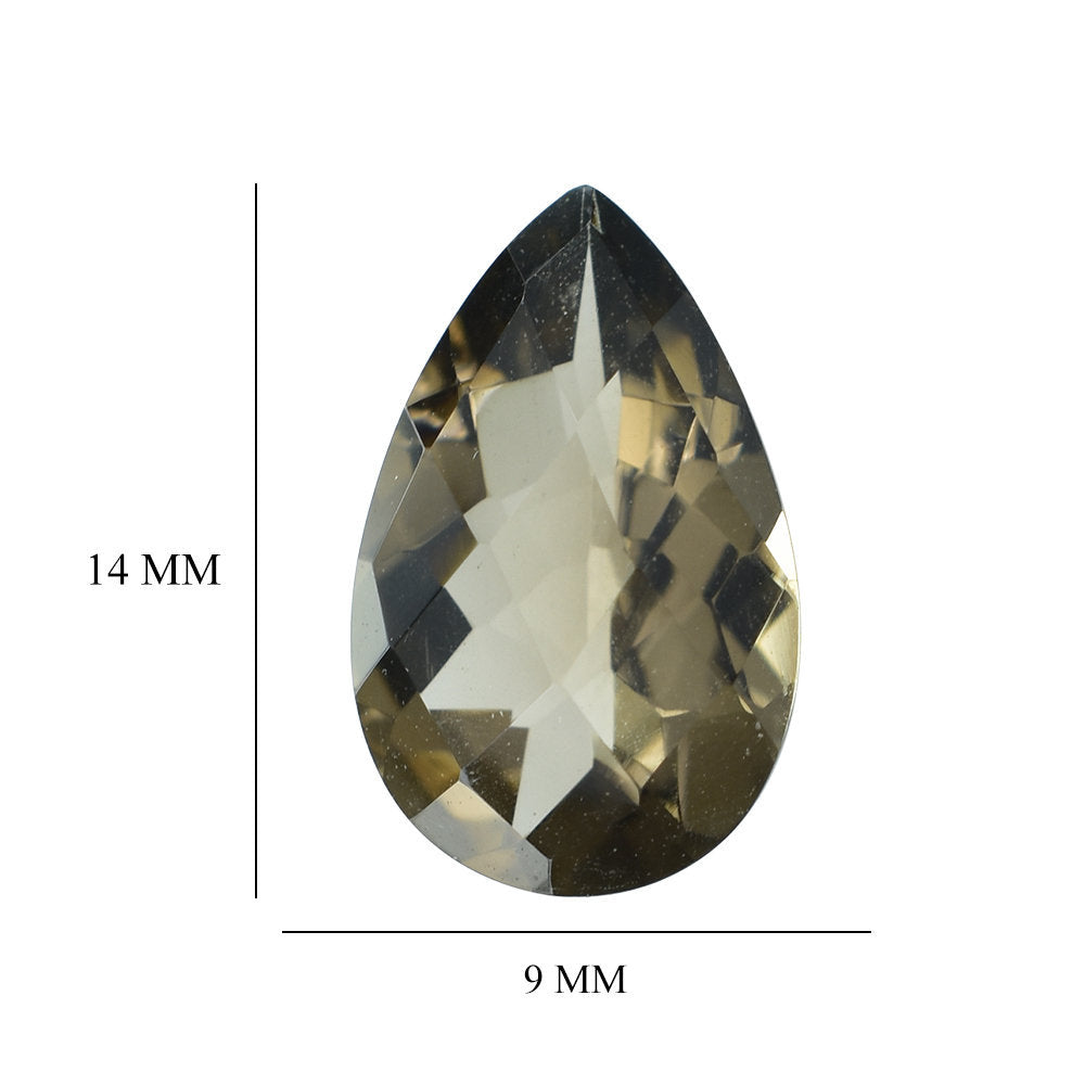 SMOKY QUARTZ CHECKER CUT PEAR 14X9MM 3.62 Cts.