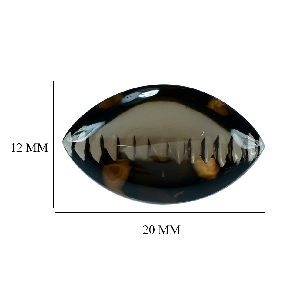 SMOKY QUARTZ BUFFTOP ZIP CUT BACK MARQUISE (DES#106) (DARK) 20X12MM 9.45 Cts.