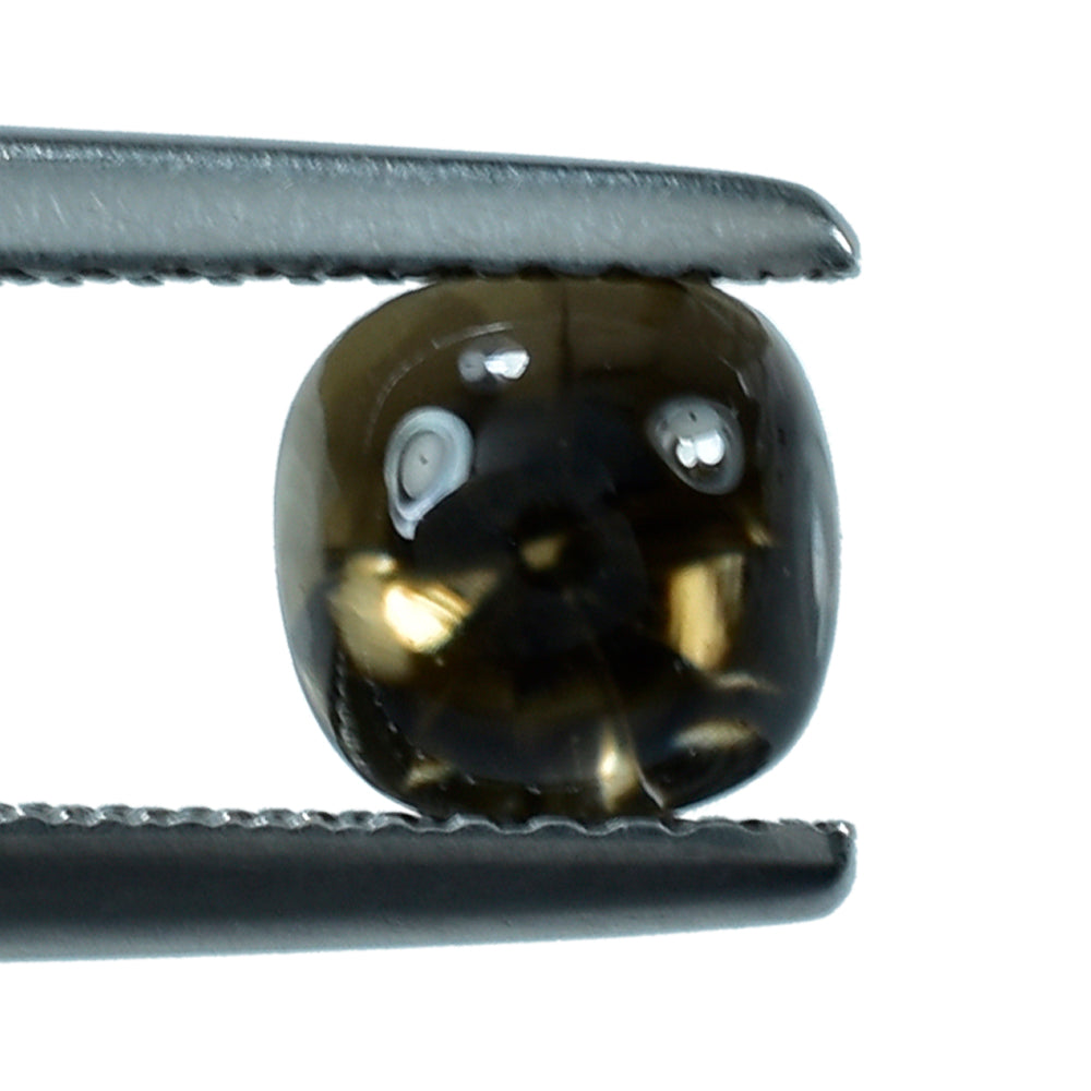 SMOKY QUARTZ BUFFTOP TWISTED CONCAVE CUSHION (DES#31) (DARK) 6MM 1.11 Cts.