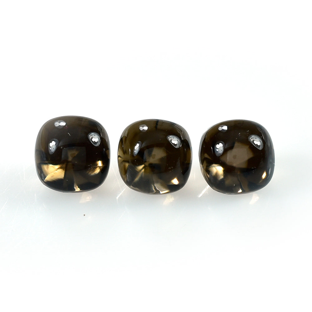 SMOKY QUARTZ BUFFTOP TWISTED CONCAVE CUSHION (DES#31) (DARK) 6MM 1.11 Cts.