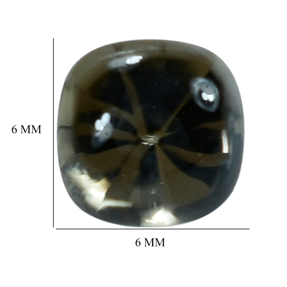 SMOKY QUARTZ BUFFTOP TWISTED CONCAVE CUSHION (DES#31) (MEDIUM) 6MM 1.20 Cts.
