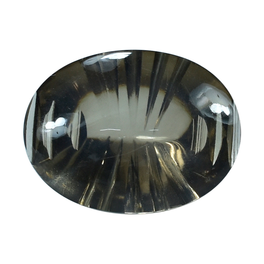 SMOKY QUARTZ BUFFTOP LAZER CONCAVE BACK OVAL (DES#101) (LITE) 16X12MM 8.58 Cts.