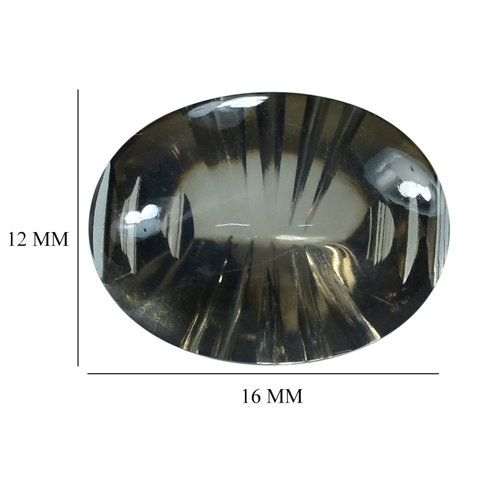 SMOKY QUARTZ BUFFTOP LAZER CONCAVE BACK OVAL (DES#101) (LITE) 16X12MM 8.58 Cts.