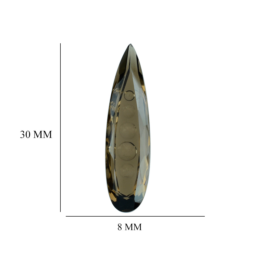 SMOKY QUARTZ SUPPER BUBBLE PEAR (DES#123) (MEDIUM) 30X8MM 8.89 Cts.